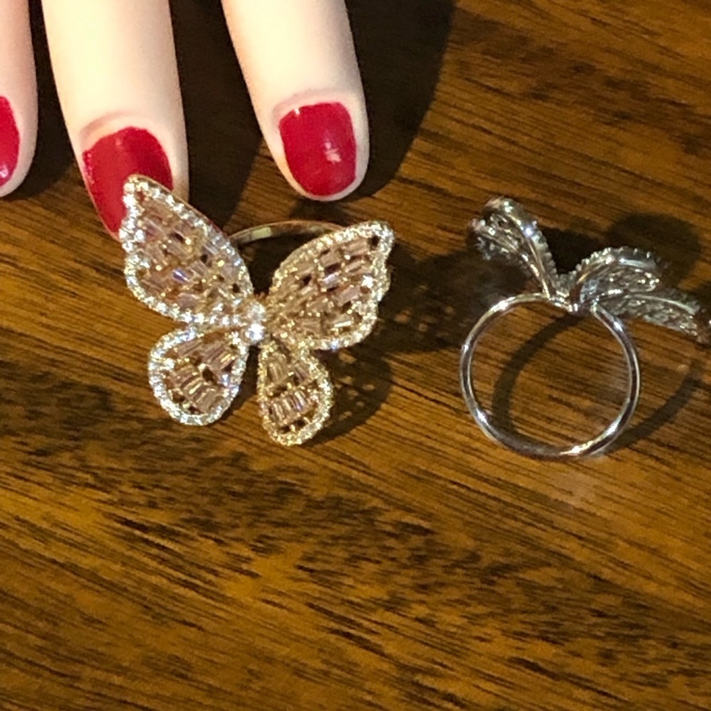 Butterfly Statement Ring With Cubic Zirconia - image 5